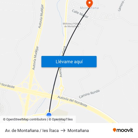 Av. de Montañana /  Ies Ítaca to Montañana map