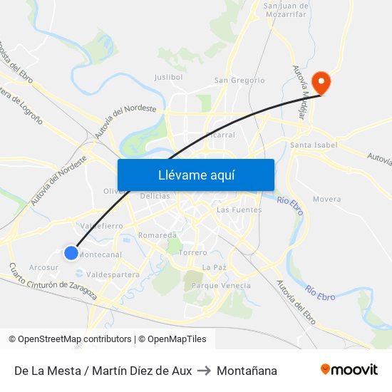 De La Mesta / Martín Díez de Aux to Montañana map