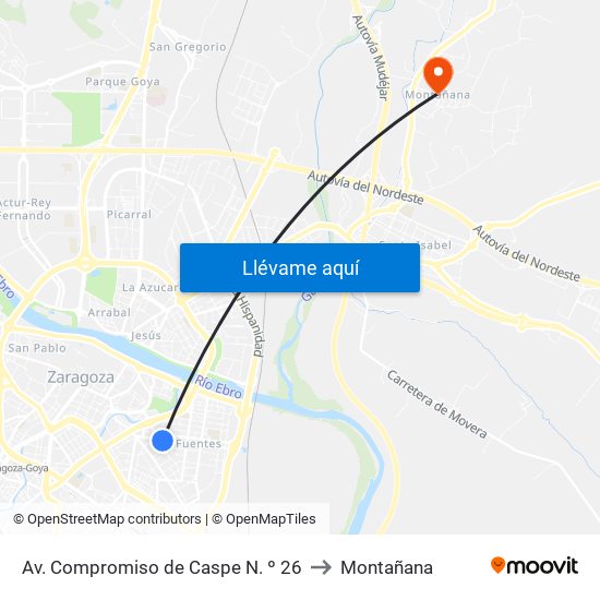 Av. Compromiso de Caspe N. º 26 to Montañana map