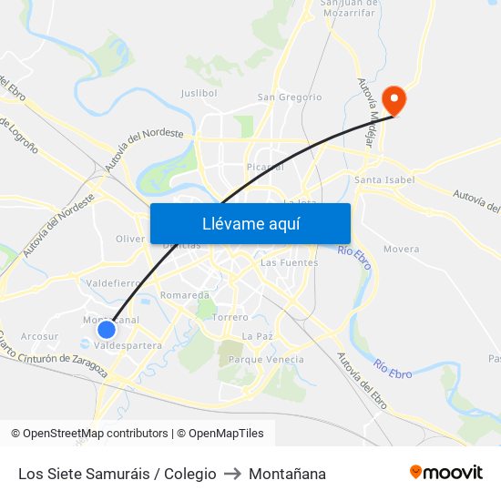 Los Siete Samuráis / Colegio to Montañana map