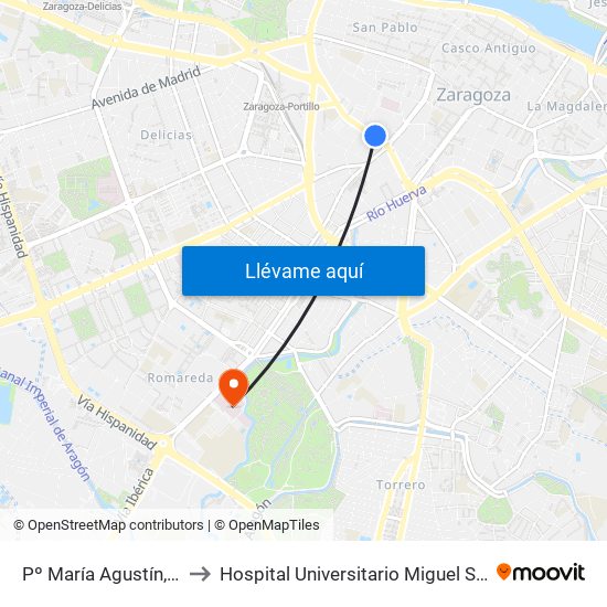 Pº María Agustín, 2-4 to Hospital Universitario Miguel Servet map