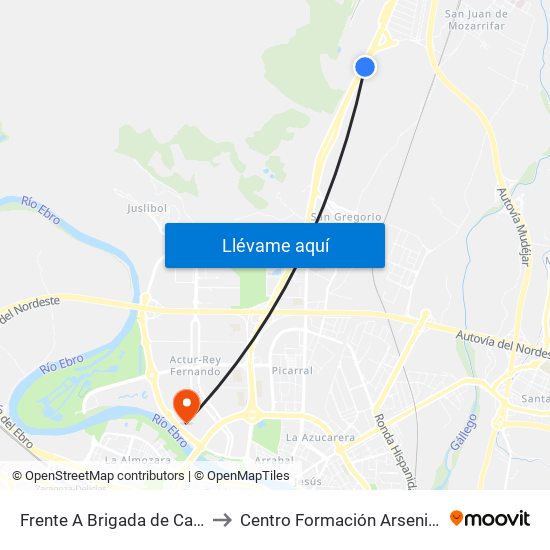 Frente A Brigada de Caballerías to Centro Formación Arsenio Jimeno map