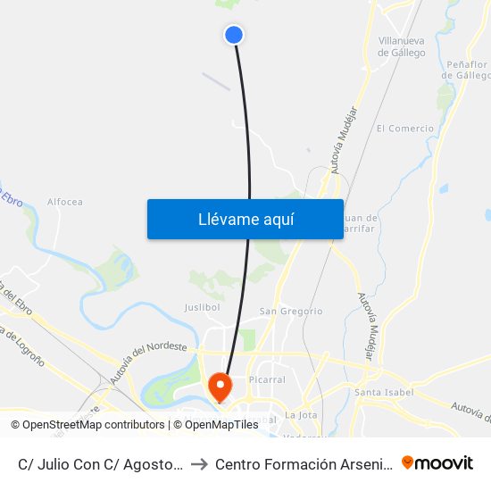 C/ Julio Con C/ Agosto (Vuelta) to Centro Formación Arsenio Jimeno map