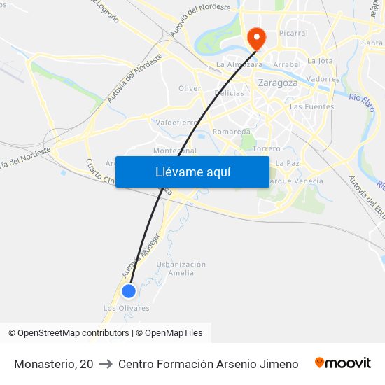 Monasterio, 20 to Centro Formación Arsenio Jimeno map