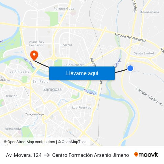 Av. Movera, 124 to Centro Formación Arsenio Jimeno map