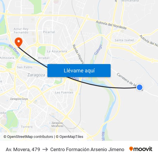 Av. Movera, 479 to Centro Formación Arsenio Jimeno map
