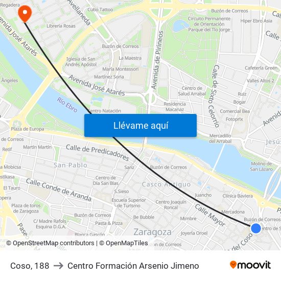 Coso, 188 to Centro Formación Arsenio Jimeno map