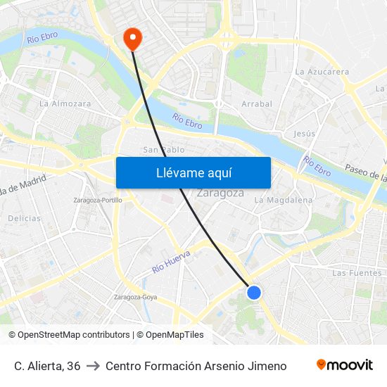 C. Alierta, 36 to Centro Formación Arsenio Jimeno map