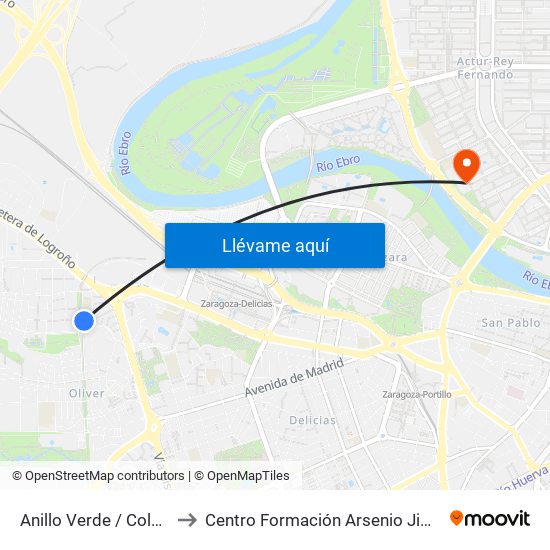 Anillo Verde / Colegio to Centro Formación Arsenio Jimeno map