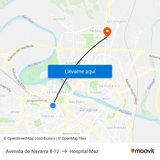 Avenida de Navarra 8-12 to Hospital Maz map