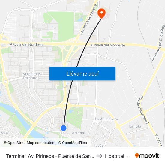 Terminal: Av. Pirineos - Puente de Santiago to Hospital Maz map