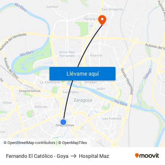 Fernando El Católico - Goya to Hospital Maz map