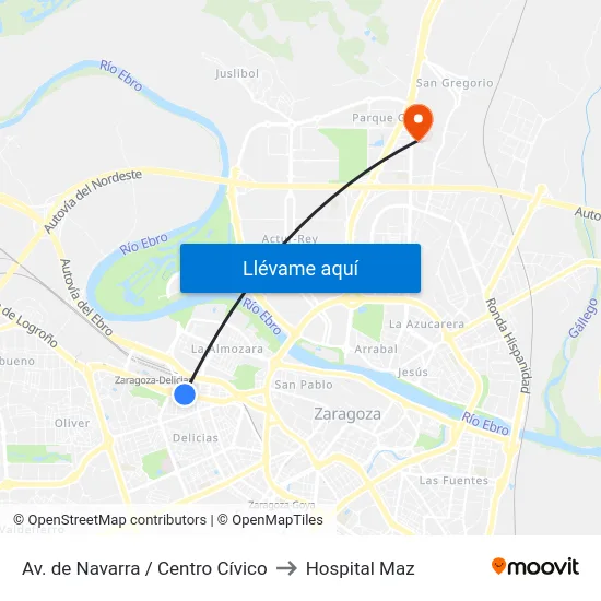 Av. de Navarra / Centro Cívico to Hospital Maz map