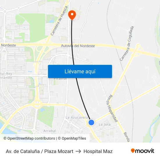 Av. de Cataluña / Plaza Mozart to Hospital Maz map