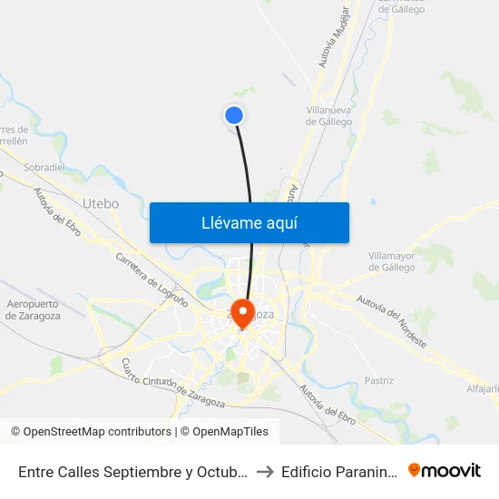 Entre Calles Septiembre y Octubre to Edificio Paraninfo map