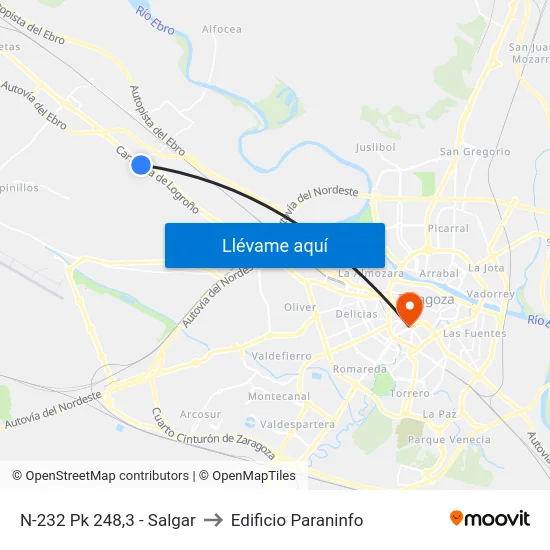 N-232 Pk 248,3 - Salgar to Edificio Paraninfo map