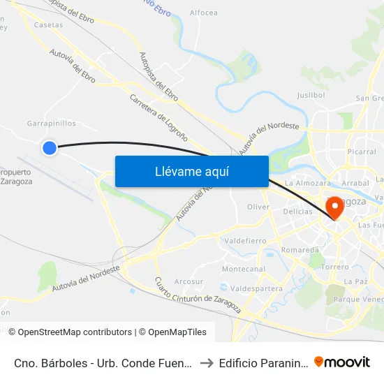 Cno. Bárboles - Urb. Conde Fuentes to Edificio Paraninfo map