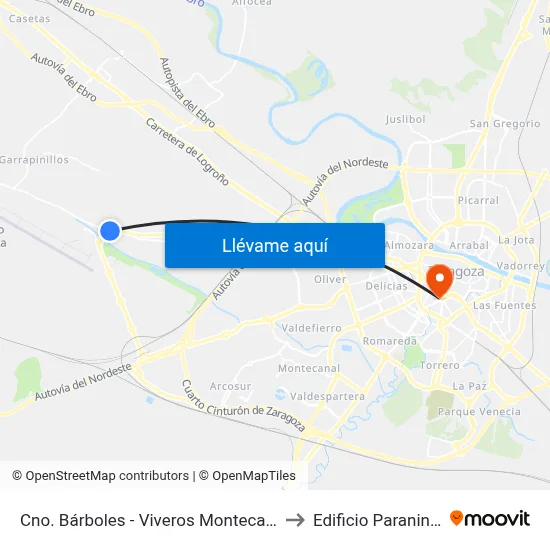 Cno. Bárboles - Viveros Montecarlo to Edificio Paraninfo map