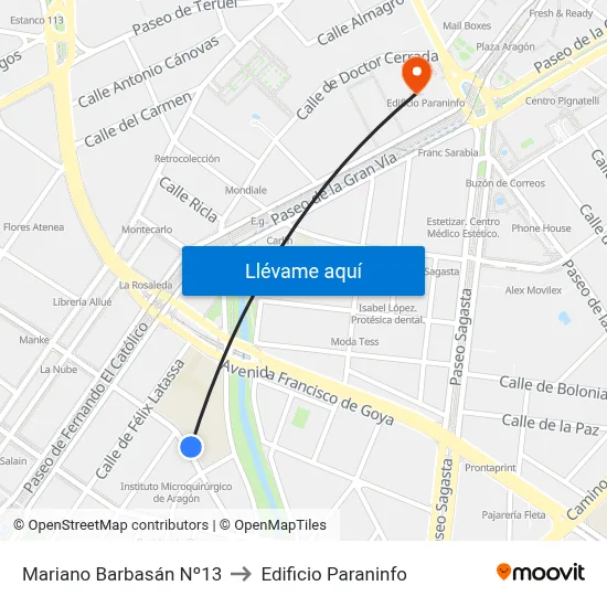 Mariano Barbasán Nº13 to Edificio Paraninfo map