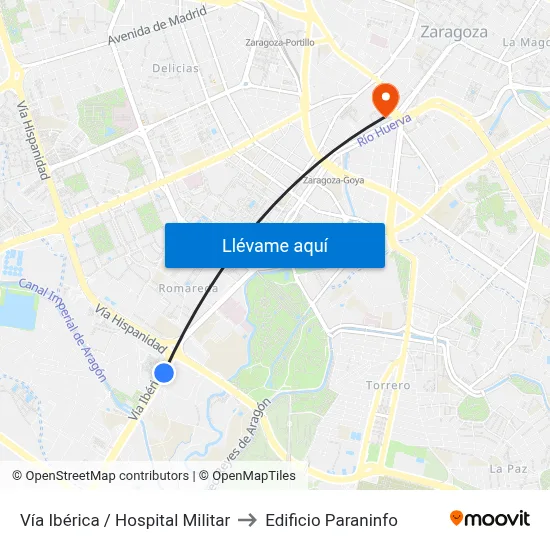 Vía Ibérica / Hospital Militar to Edificio Paraninfo map