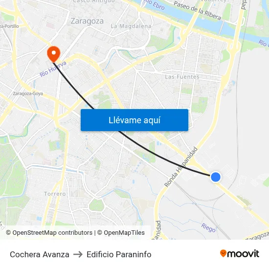 Cochera Avanza to Edificio Paraninfo map