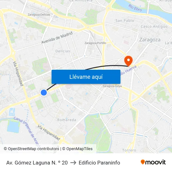 Av. Gómez Laguna N. º 20 to Edificio Paraninfo map