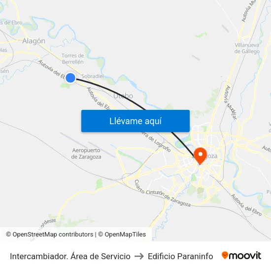 Intercambiador. Área de Servicio to Edificio Paraninfo map
