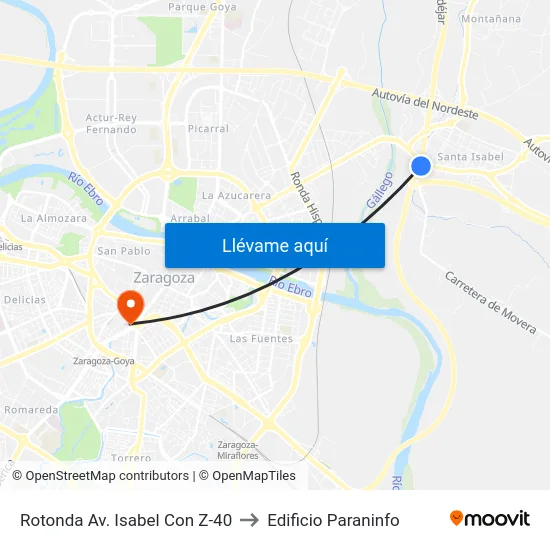 Rotonda Av. Isabel Con Z-40 to Edificio Paraninfo map