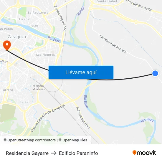 Residencia Gayarre to Edificio Paraninfo map