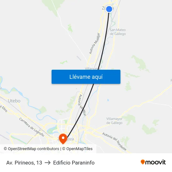Av. Pirineos, 13 to Edificio Paraninfo map