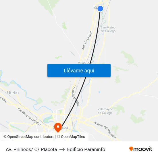 Av. Pirineos/ C/ Placeta to Edificio Paraninfo map