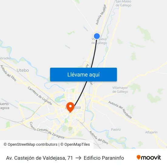 Av. Castejón de Valdejasa, 71 to Edificio Paraninfo map