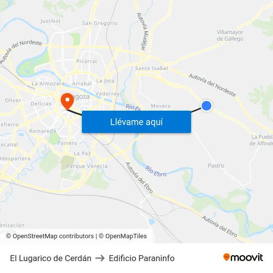 El Lugarico de Cerdán to Edificio Paraninfo map