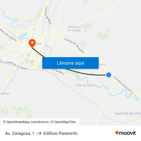 Av. Zaragoza, 1 to Edificio Paraninfo map