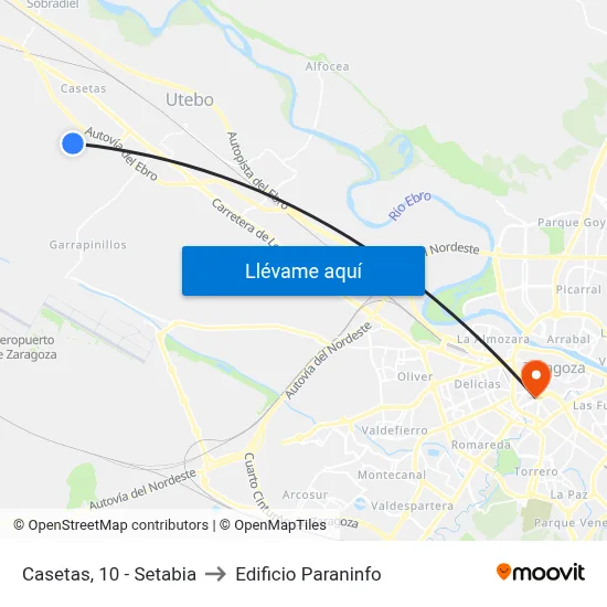 Casetas, 10 - Setabia to Edificio Paraninfo map