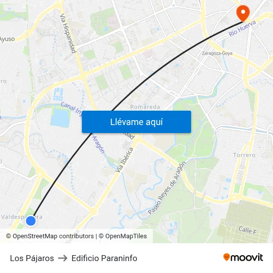 Los Pájaros to Edificio Paraninfo map