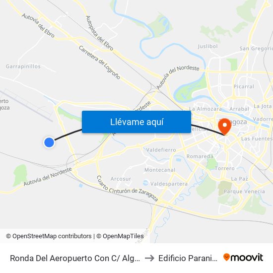 Ronda Del Aeropuerto Con C/ Alguero to Edificio Paraninfo map