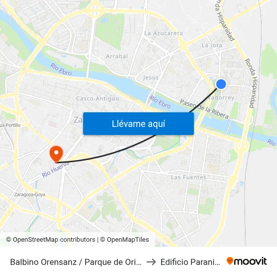 Balbino Orensanz / Parque de Oriente to Edificio Paraninfo map