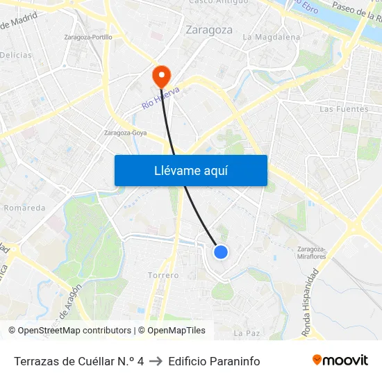 Terrazas de Cuéllar N.º 4 to Edificio Paraninfo map