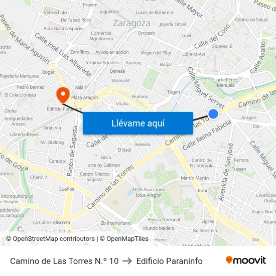 Camino de Las Torres N.º 10 to Edificio Paraninfo map