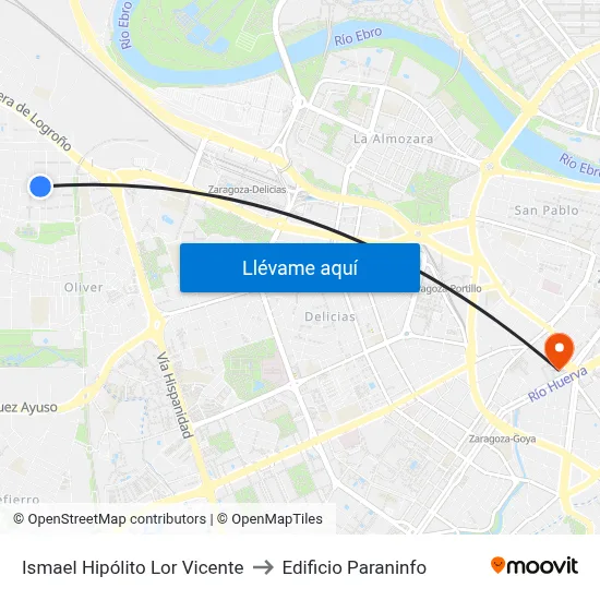 Ismael Hipólito Lor Vicente to Edificio Paraninfo map