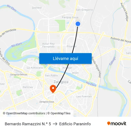 Bernardo Ramazzini N.º 5 to Edificio Paraninfo map