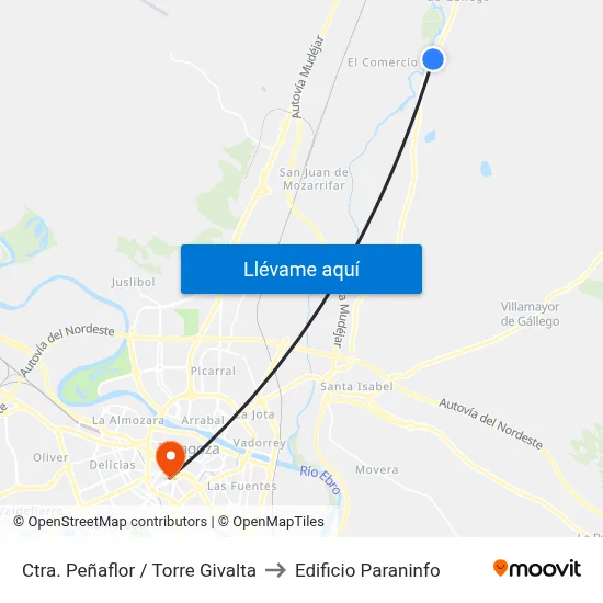 Ctra. Peñaflor / Torre Givalta to Edificio Paraninfo map