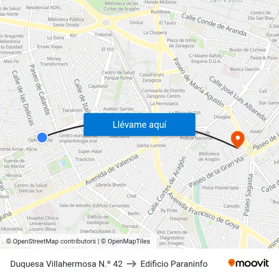 Duquesa Villahermosa N.º 42 to Edificio Paraninfo map