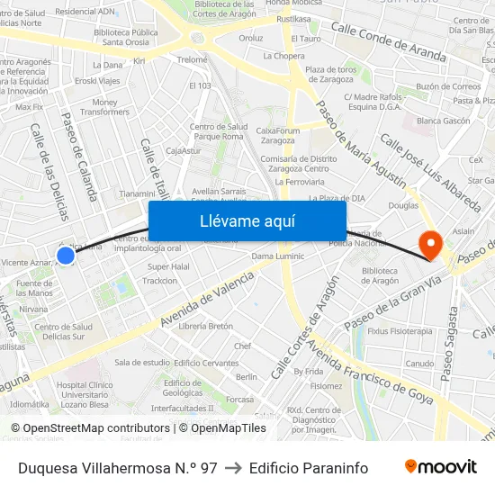 Duquesa Villahermosa N.º 97 to Edificio Paraninfo map