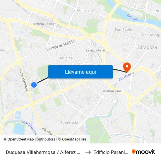Duquesa Villahermosa / Alferez Rojas to Edificio Paraninfo map