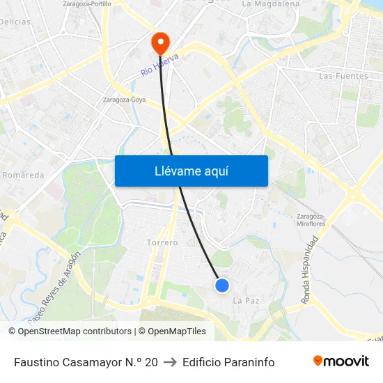 Faustino Casamayor N.º 20 to Edificio Paraninfo map