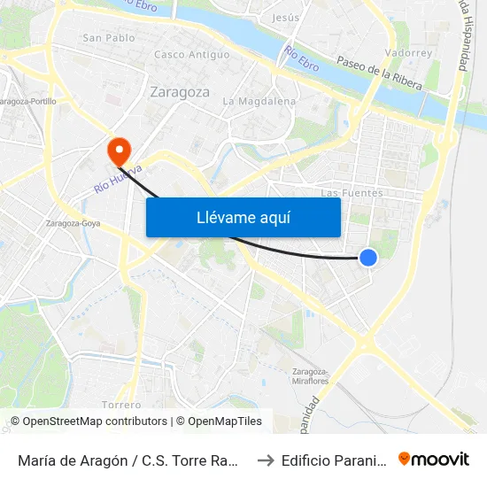 María de Aragón / C.S. Torre Ramona to Edificio Paraninfo map