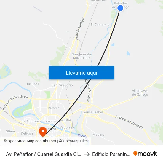 Av. Peñaflor / Cuartel Guardia Civil to Edificio Paraninfo map