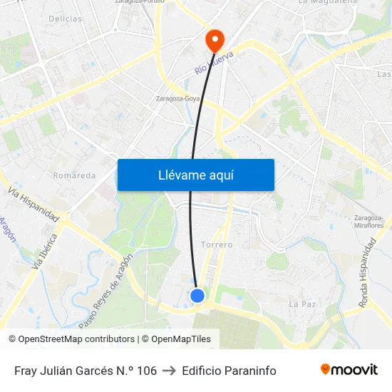 Fray Julián Garcés N.º 106 to Edificio Paraninfo map